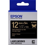 Epson LabelWorks LK 1/2" (12mm) x 16' (5m) Black on Beige Ribbon Tape - LK-4JBK