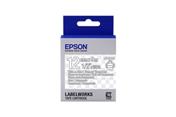 Epson LabelWorks LK 1/2" (12mm) x 30' (9m) White on Clear Standard Tape - LK-4TWN