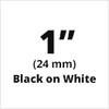 Epson LabelWorks LK 1" (24mm) x 30' (9m) Black on White Standard Tape - LK-6WBN