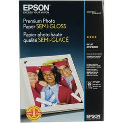 Epson Premium Semi-Gloss Photo Paper for Inkjet 13" x 19" (Super-B) - 20 Sheets - S041327