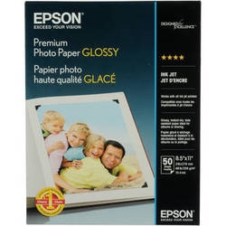 Epson Premium Glossy Photo Paper for Inkjet 8.5" x 11" (Letter) - 50 Sheets - S041667