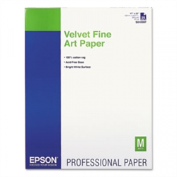 Epson Velvet Fine Art Paper for Inkjet 17" x 22" (C) - 25 Sheets - S042097