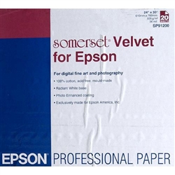 Epson Somerset Velvet Fine Art Paper 24" x 30" - 3 Sheets - SP91200