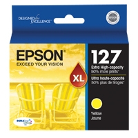 Epson 127 ( T127420 ) OEM Yellow Extra High Yield Ink Cartridges for the Epson Stylus NX625 , WorkForce 520 / 60 / 630 / 633 / 635 / 840 InkJet Printers