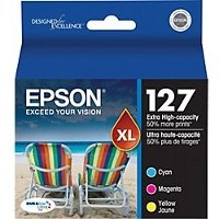 Epson 127 ( T127520 ) OEM Colour Combo Pack includes Cyan, Magenta and Yellow for the Epson Stylus NX625 , WorkForce 520 / 60 / 630 / 633 / 635 / 840 InkJet Printers