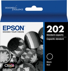 Epson 202 ( T202120 ) OEM Black Inkjet Cartridge for the XP-5100 / WF-2860 Printers
