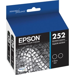 Epson 252 ( T252120 ) OEM Black Inkjet Cartridge ( Dual Pack ) for the Epson WorkForce WF-3620 / WF-3640 / WF-7110 / WF-7610 / WF-7620 InkJet Printers