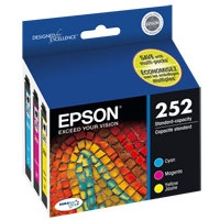 Epson 252 ( T252520 ) OEM Colour Combo Pack includes Cyan, Magenta and Yellow for the Epson WorkForce WF-3620 / WF-3640 / WF-7110 / WF-7610 / WF-7620 InkJet Printers