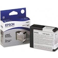 Epson T5807 ( T580700 ) OEM Light Black Inkjet Cartridge for the Epson Stylus Pro 3800 InkJet Printers<br>Yield: 80 ml