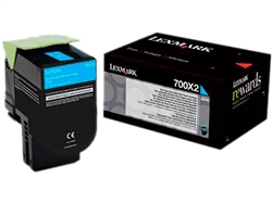 Lexmark 700X2 ( 70C0X20 ) OEM Cyan Extra High Yield Laser Toner Cartridge