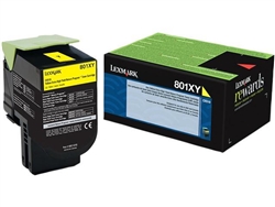 Lexmark 801XY ( 80C1XY0 ) OEM "Return Program" Yellow Extra High Yield Laser Toner Cartridge