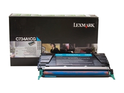 Lexmark C734A1CG OEM "Return Program" Cyan Laser Toner Cartridge
