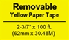 Brother DK4605 Continuous Yellow Removable Paper Tape Labels 2.4" x 100' (62mm x 30.4m) (Pack of 2)