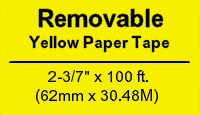 Brother DK4605 Continuous Yellow Removable Paper Tape Labels 2.4" x 100' (62mm x 30.4m)