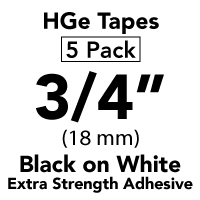 Brother HGES2415PK Black on White High Grade Tape 18mm x 8m (3/4" x 26'2") Pack of 5