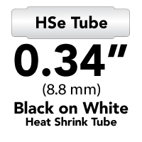 Brother HSE221 Black on White Heat Shrink Tube 0.34 in x 4.9 ft (8.8mm x 1.5m)
