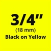 Brother TZe641 Black on Yellow Laminated Tape for Indoor and Outdoor Use 18mm x 8m (3/4" x 26'2") 