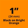 Brother TZeB51 Black on Fluorescent Orange Laminated Tape for Indoor and Outdoor Use 24mm x 5m (1" x 16'4") 