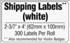 Brother DK1202 White Shipping Paper Labels 2.4" x 3.9" (62mm x 100mm) (300 Labels)