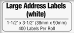 Brother DK1208 White Large Address Labels 1.4" x 3.5" (38mm x 90.3mm) (400 Labels)(Pack of 2)