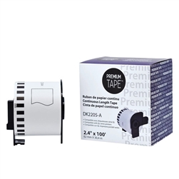 Brother DK2205 Compatible Continuous White Paper Labels 2.4" x 100' (62mm x 30.4m) 