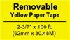 Brother DK4605 Continuous Yellow Removable Paper Tape Labels 2.4" x 100' (62mm x 30.4m)