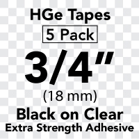 Brother HGES1415PK Black on Clear High Grade Tape 18mm x 8m (3/4" x 26'2") Pack of 5