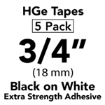 Brother HGES2415PK Black on White High Grade Tape 18mm x 8m (3/4" x 26'2") Pack of 5