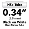 Brother HSE221 Black on White Heat Shrink Tube 0.34 in x 4.9 ft (8.8mm x 1.5m)