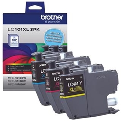 Brother LC401XL3PKS ( LC-401XL3PKS ) OEM Colour High Yield Combo Pack (includes Cyan, Magenta and Yellow)