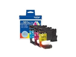 Brother LC501XL3PKS ( LC-501XL3PKS ) OEM Colour High Yield Combo Pack (includes Cyan, Magenta and Yellow)