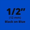 Brother M531 Black on Blue Non-Laminated Tape 12mm x 8m (1/2" x 26'2" long)