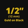 Brother TC33 Gold on Black Laminated Tape 12mm x 7.5m (1/2" x 25' long) - Pack of 2