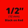 Brother TC5001 Black on Red Laminated Tape 12mm x 7.5m (1/2" x 25' long)