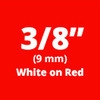Brother TC54Z1 White on Red Laminated Tape 9mm x 7.5m (3/8" x 25' long)