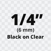 Brother TZe111 Black on Clear Laminated Tape for Indoor and Outdoor Use 6mm x 8m (1/4" x 26'2") (Pack of 2)