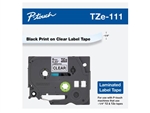 Brother TZe111G Black on Clear Laminated Tape for Indoor and Outdoor Use 6mm x 8m (1/4" x 26'2") 