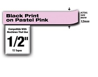 Brother TZeMQE31 Black on Pastel Pink Laminated Tape 12mm x 5m (1/2" x 16'4")