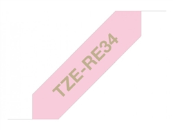 Brother TZeRE34 Gold on Pink Ribbon Labelling Tape 12mm x 4m (1/2" x 13') 