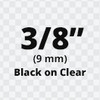 Brother TZeS121 Black on Clear Laminated Tape with Extra Strength Adhesive 9mm x 8m (3/8" x 26'2")