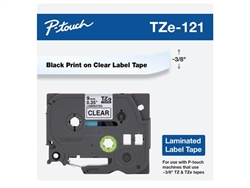 Brother TZe121G Black on Clear Laminated Tape for Indoor and Outdoor Use 9mm x 8m (3/8" x 26'2") 