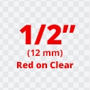 Brother TZe132 Red on Clear Laminated Tape for Indoor and Outdoor Use 12mm x 8m (1/2" x 26'2") 