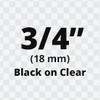 Brother TZe141 Compatible Black on Clear Laminated Tape for Indoor and Outdoor Use 18mm x 8m (3/4" x 26'2") 