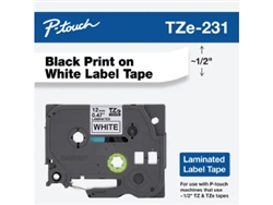 Brother TZe231G Black on White Laminated Tape for Indoor and Outdoor Use 12mm x 8m (1/2" x 26'2") 