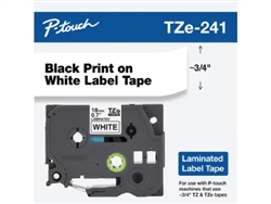Brother TZe241G Black on White Laminated Tape for Indoor and Outdoor Use 18mm x 8m (3/4" x 26'2") 