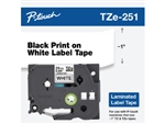 Brother TZe251G Black on White Laminated Tape for Indoor and Outdoor Use 24mm x 8m ( 1" x 26'2") 