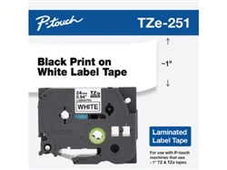Brother TZe251G Black on White Laminated Tape for Indoor and Outdoor Use 24mm x 8m ( 1" x 26'2") 