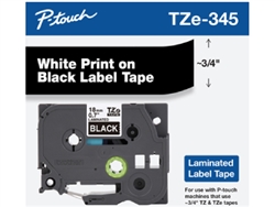 Brother TZe345G White on Black Laminated Tape for Indoor and Outdoor Use 18mm x 8m (3/4" x 26'2") 