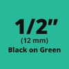 Brother TZe731 Black on Green Laminated Tape for Indoor and Outdoor Use 12mm x 8m (1/2" x 26'2") (Pack of 2)