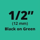 Brother TZe731 Black on Green Laminated Tape for Indoor and Outdoor Use 12mm x 8m (1/2" x 26'2") 